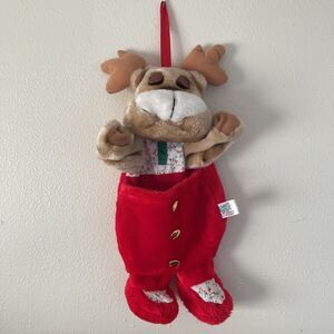 VINTAGE Santa's Best Plush Reindeer Christmas Stocking Moose Deer 18” Hang Stuff